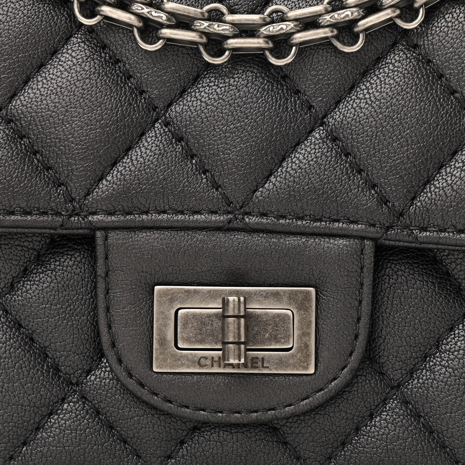 Chanel Metallic Sheepskin Quilted 2.55 Reissue Mini Flap Dark Silver 8 of 13