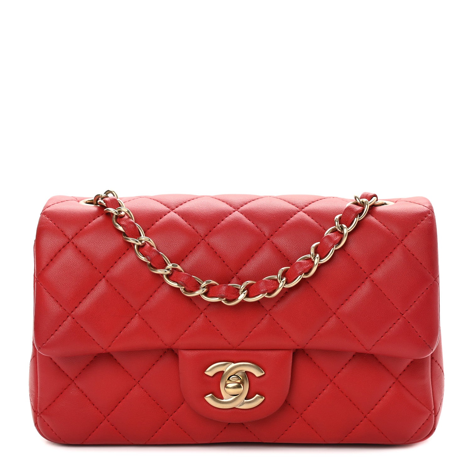Chanel Lambskin Quilted Mini Rectangular Flap Red 1 of 9