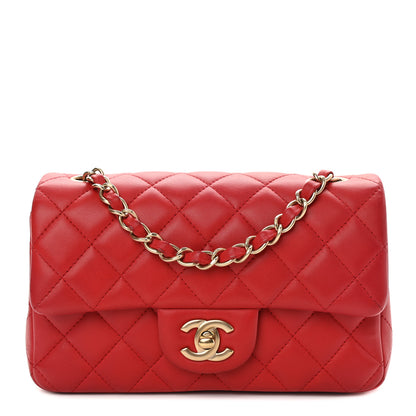 Chanel Lambskin Quilted Mini Rectangular Flap Red 1 of 9