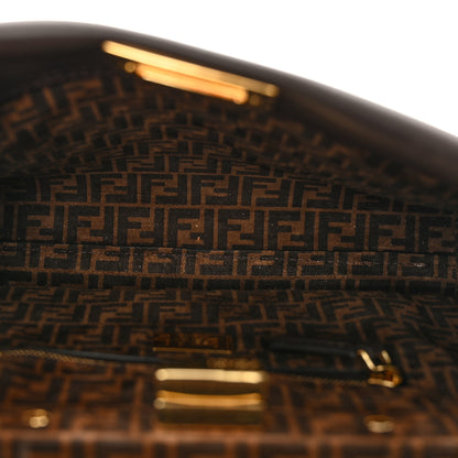 Fendi Vitello Seta Suede FF Mini Peekaboo Iconic Satchel Chocolate Sigaro Marrone 5 of 9