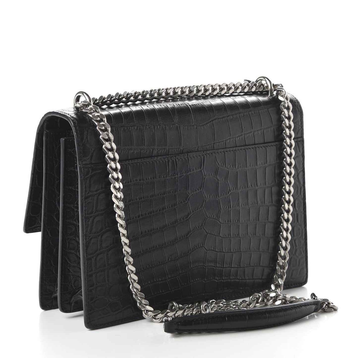 Calfskin Crocodile Embossed Medium Monogram Sunset Black