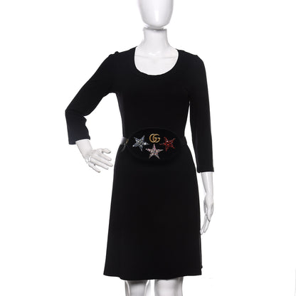 Gucci Velvet Matelasse Crystal Star GG Marmont Belt Bag 85 34 Black 2 of 9