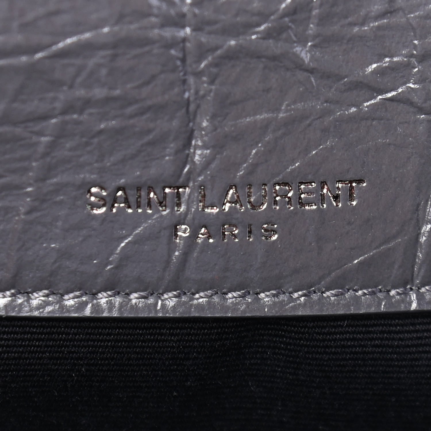 Saint Laurent Crinkled Calfskin Matelasse Monogram Baby Niki Chain Satchel Storm 7 of 9