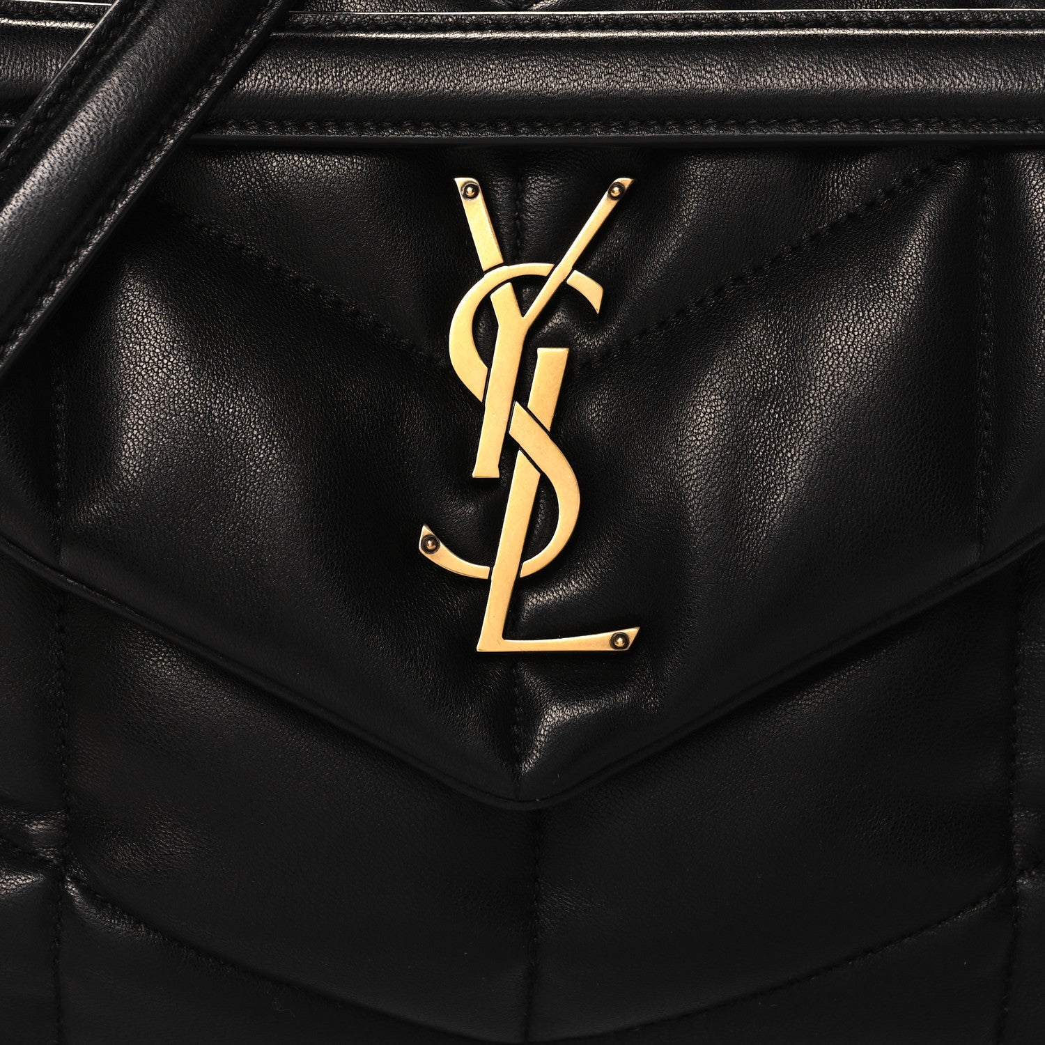 Saint Laurent Lambskin Quilted Small Loulou Puffer Monogram Chain Satchel Black 8 of 10