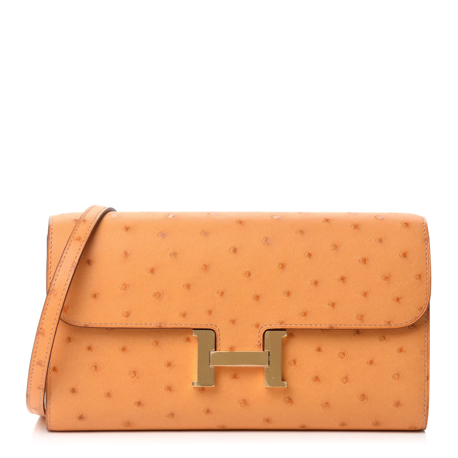Hermes Ostrich Constance Long Wallet To Go Safran 1 of 10
