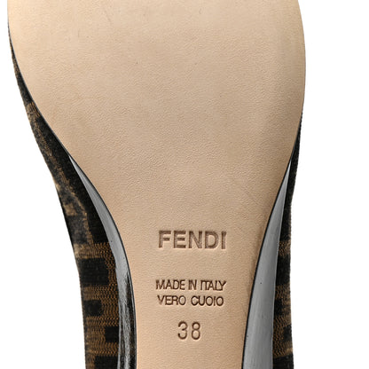 Fendi Zucca Vernice Zeppa Wedge Pumps 38 Tobacco Black 7 of 9