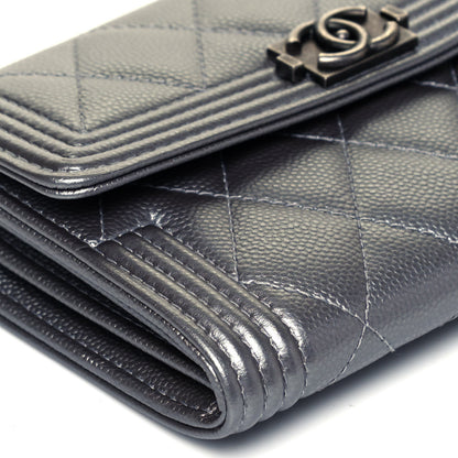 Chanel Metallic Caviar Quilted Medium Boy Flap Wallet Silver 8 of 9
