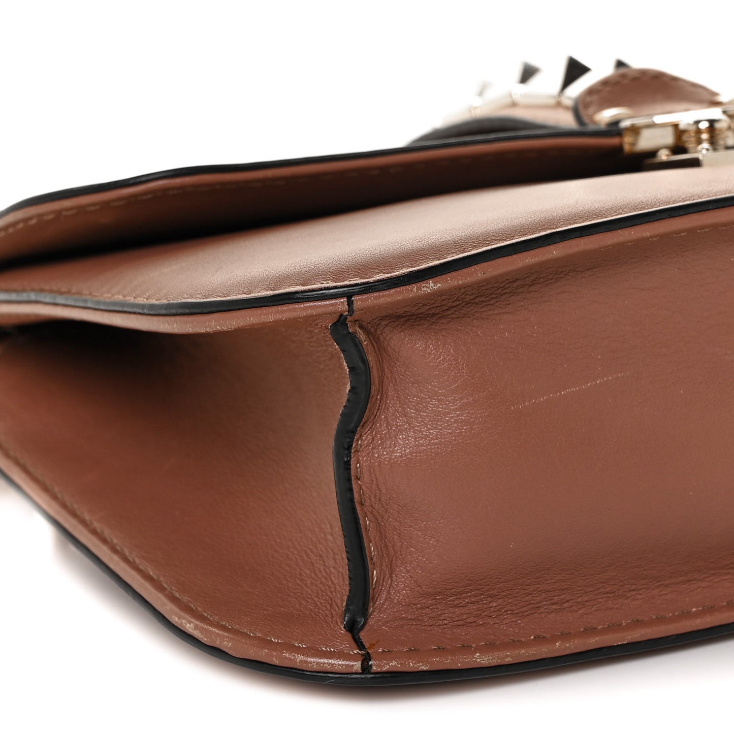 Vitello Medium Glam Lock Rockstud Flap Brownish