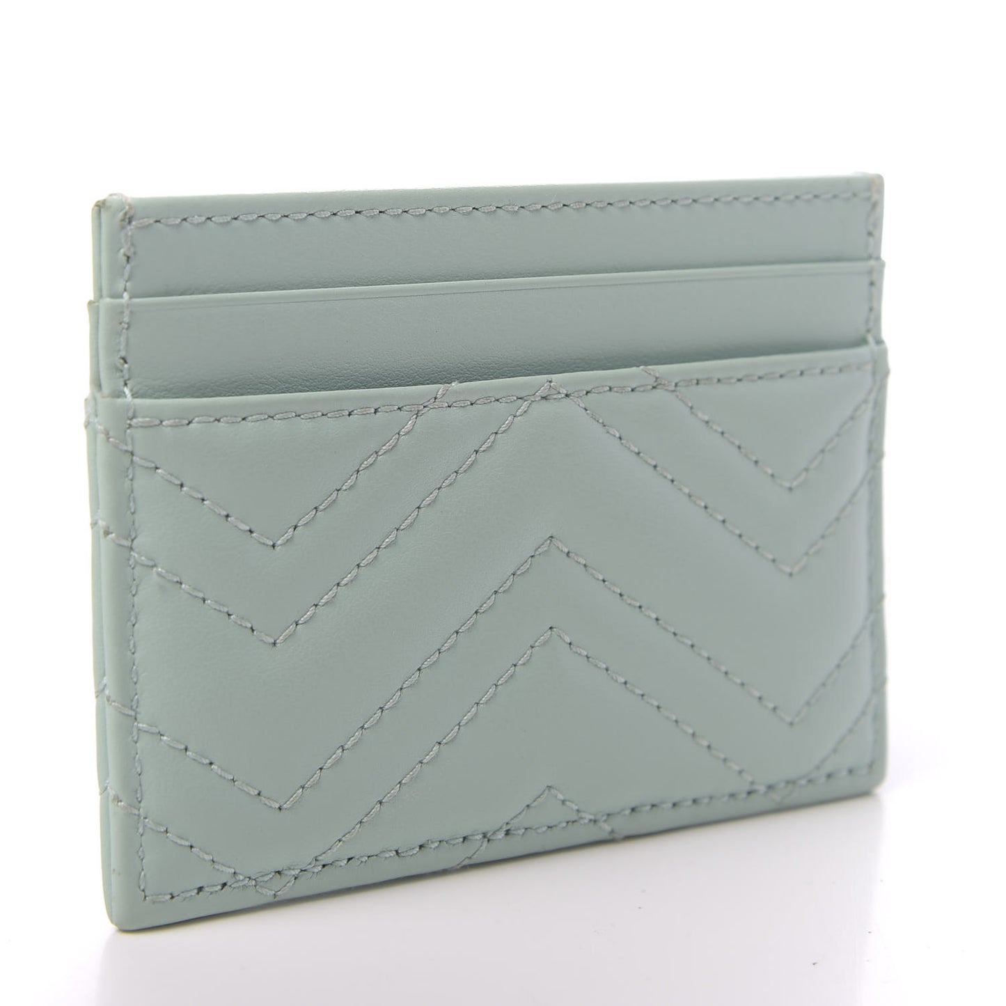 Calfskin Matelasse GG Marmont Card Holder Water Green