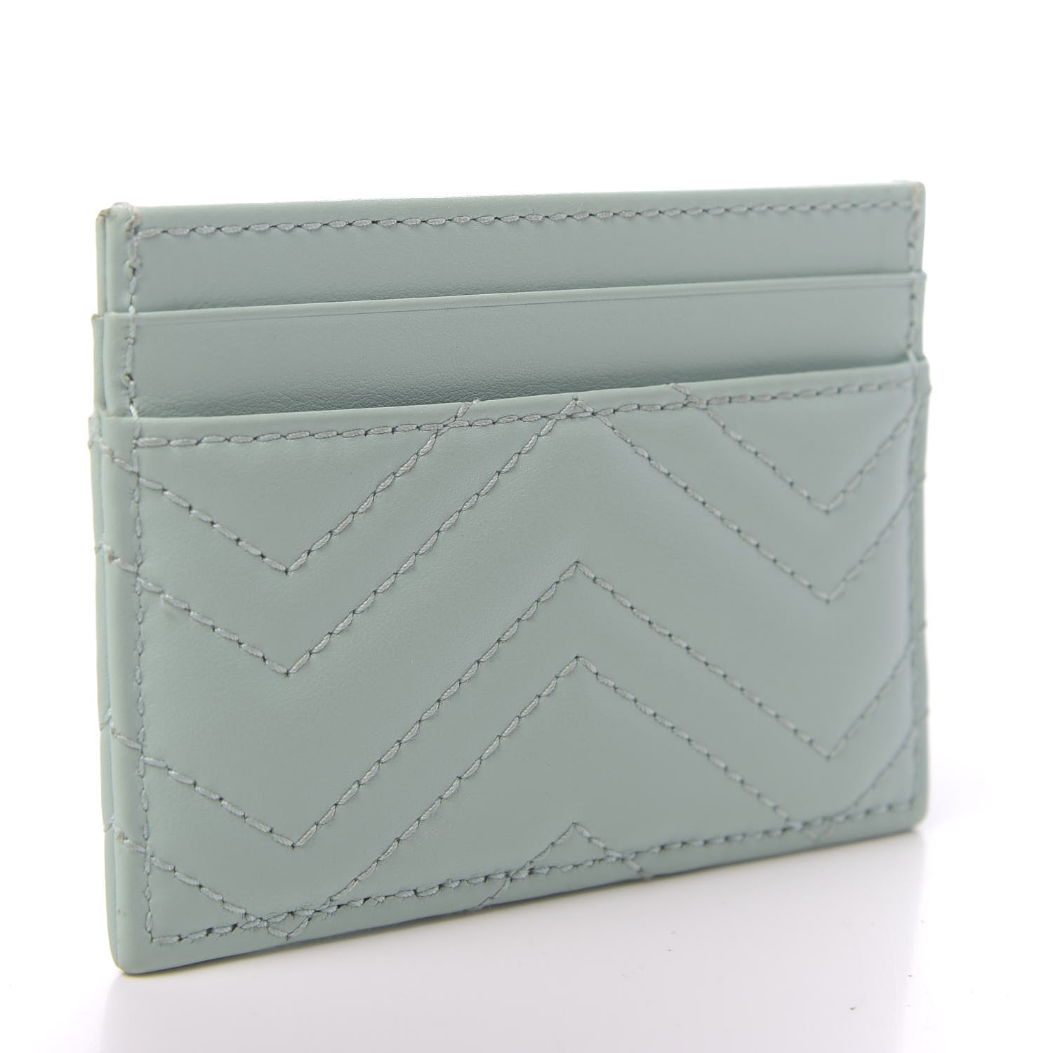 Gucci Calfskin Matelasse GG Marmont Card Holder Water Green 3 of 7