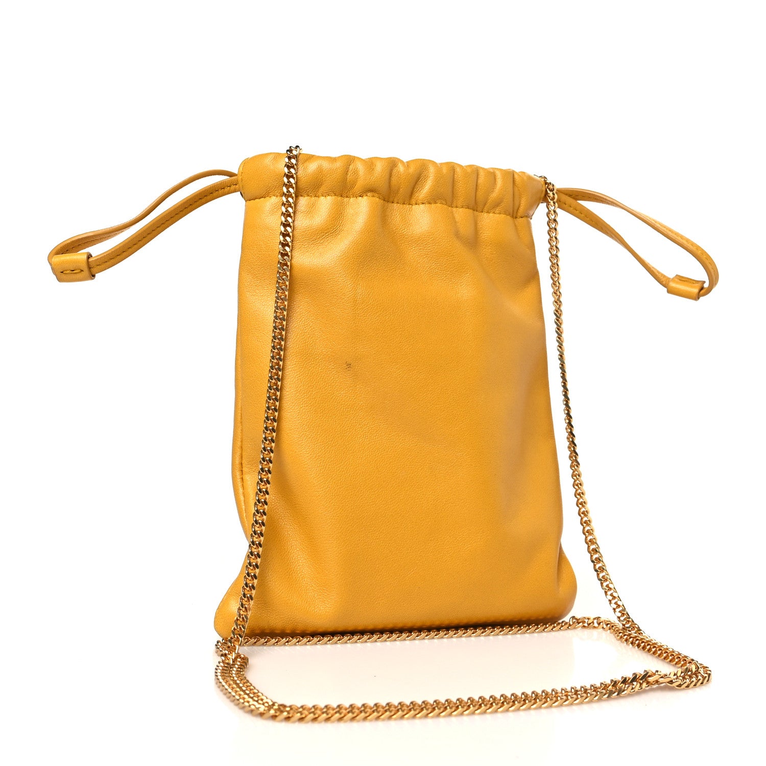 Saint Laurent Lambskin Paris Drawstring Pouch Saffran 3 of 9