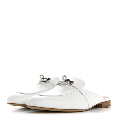 Hermes Calfskin Oz Mules 37 White 4 of 11