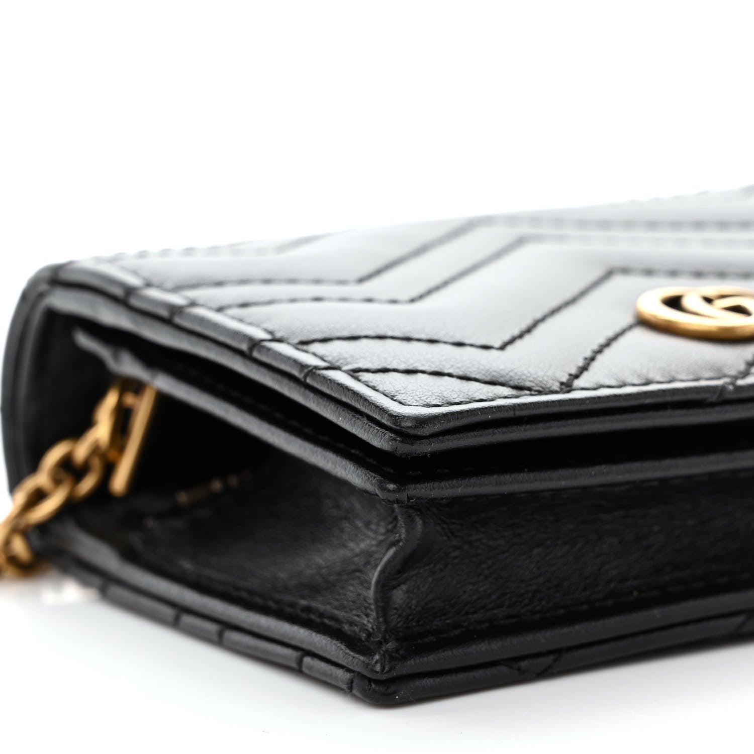 Gucci Calfskin Matelasse GG Marmont Mini Wallet On Chain Black 10 of 11