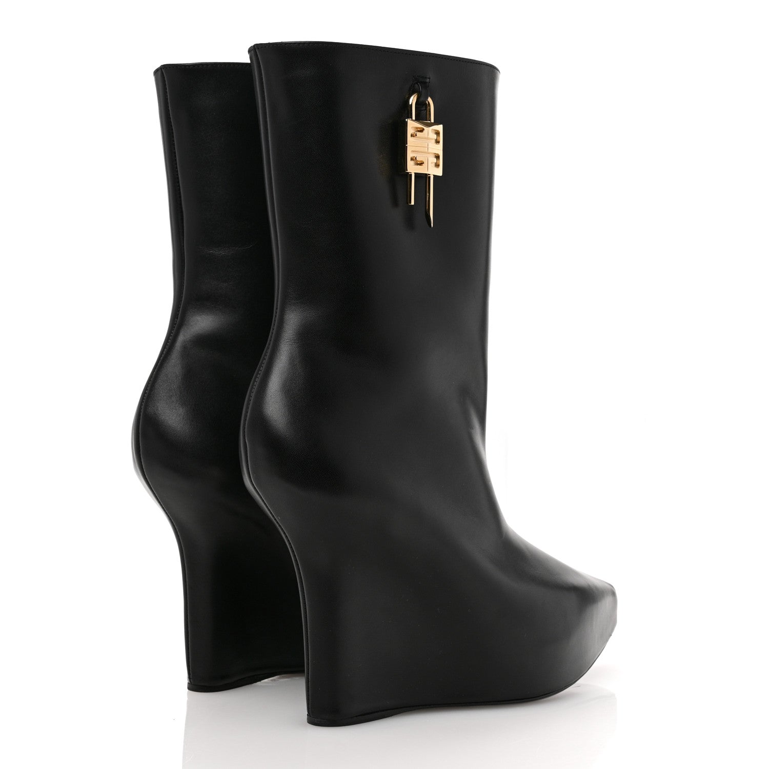Givenchy Calfskin G Lock 80mm Wedge Low Boots 38 Black 5 of 10