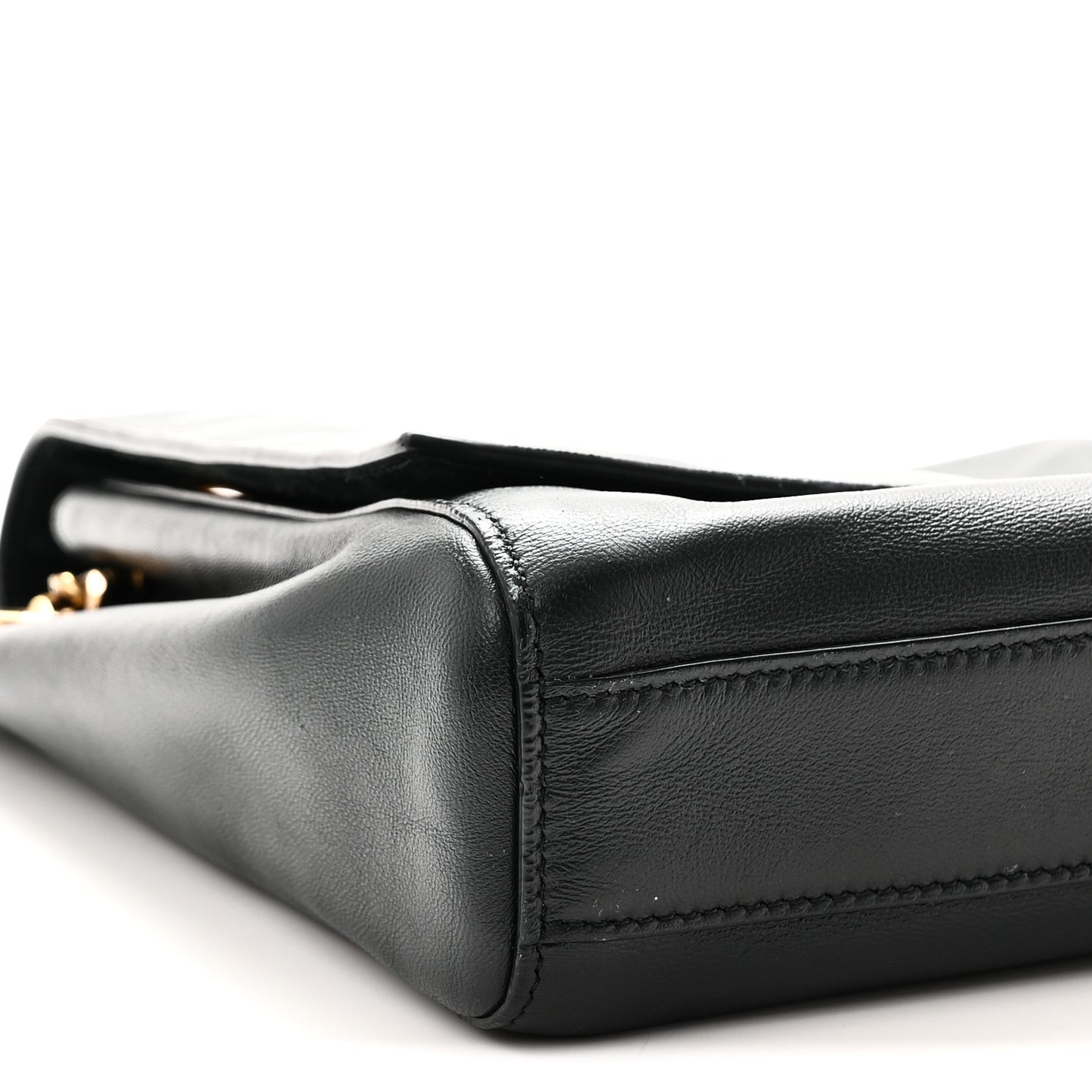 Smooth Calfskin Suede Medium Reversible Monogram Kate Satchel Black