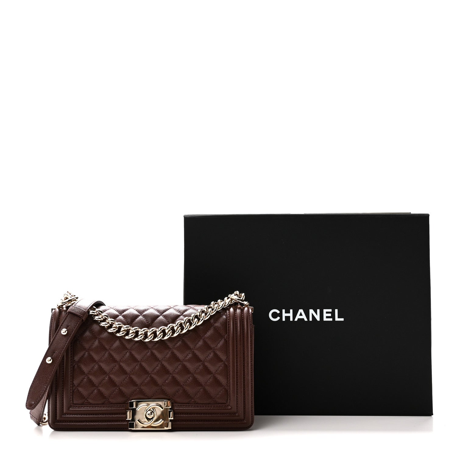 Chanel Caviar Quilted Medium Boy Flap Brown 11 of 11