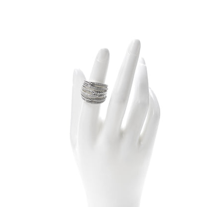 David Yurman Sterling Silver Diamond 19mm Labyrinth Triple Loop Ring 52 6 2 of 5