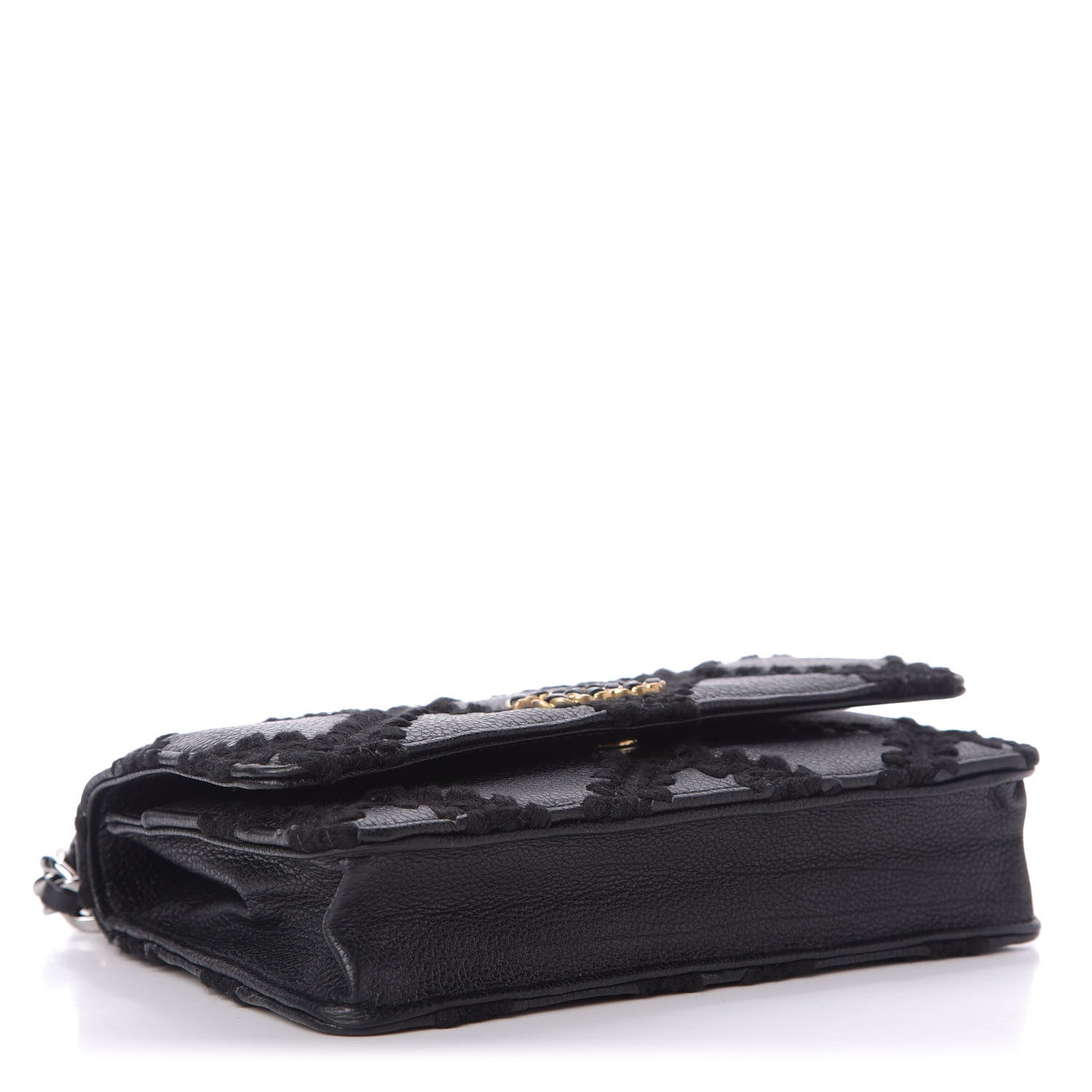 Chanel Calfskin Crochet 19 Wallet On Chain WOC Black 4 of 10