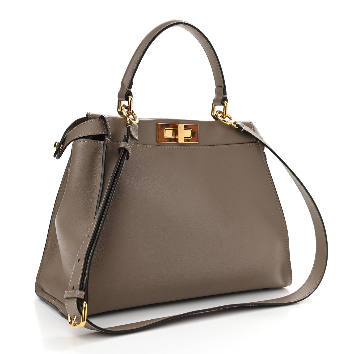 Fendi Vitello Seta Plexiglass Tortoise Medium Peekaboo Iconic Satchel Tortora 3 of 12