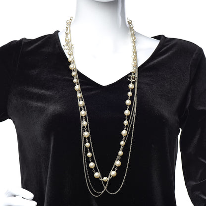 Chanel Pearl Chain CC Multi Strand Necklace Gold 2 of 6