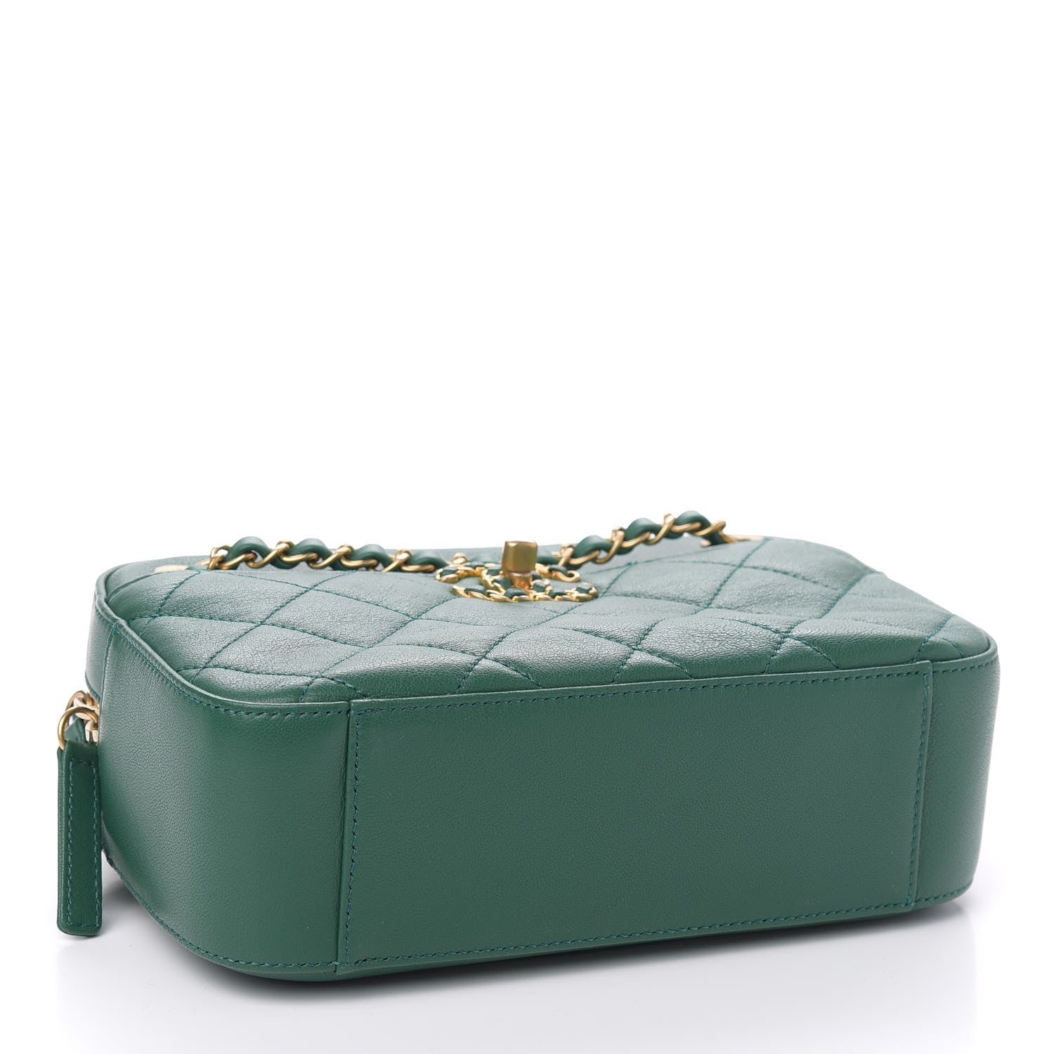 Chanel Goatskin Quilted Chain Infinity Camera Case Green 612868