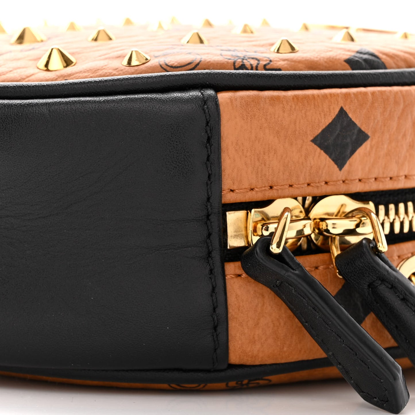 Visetos Studded Orkestra Round Crossbody Cognac