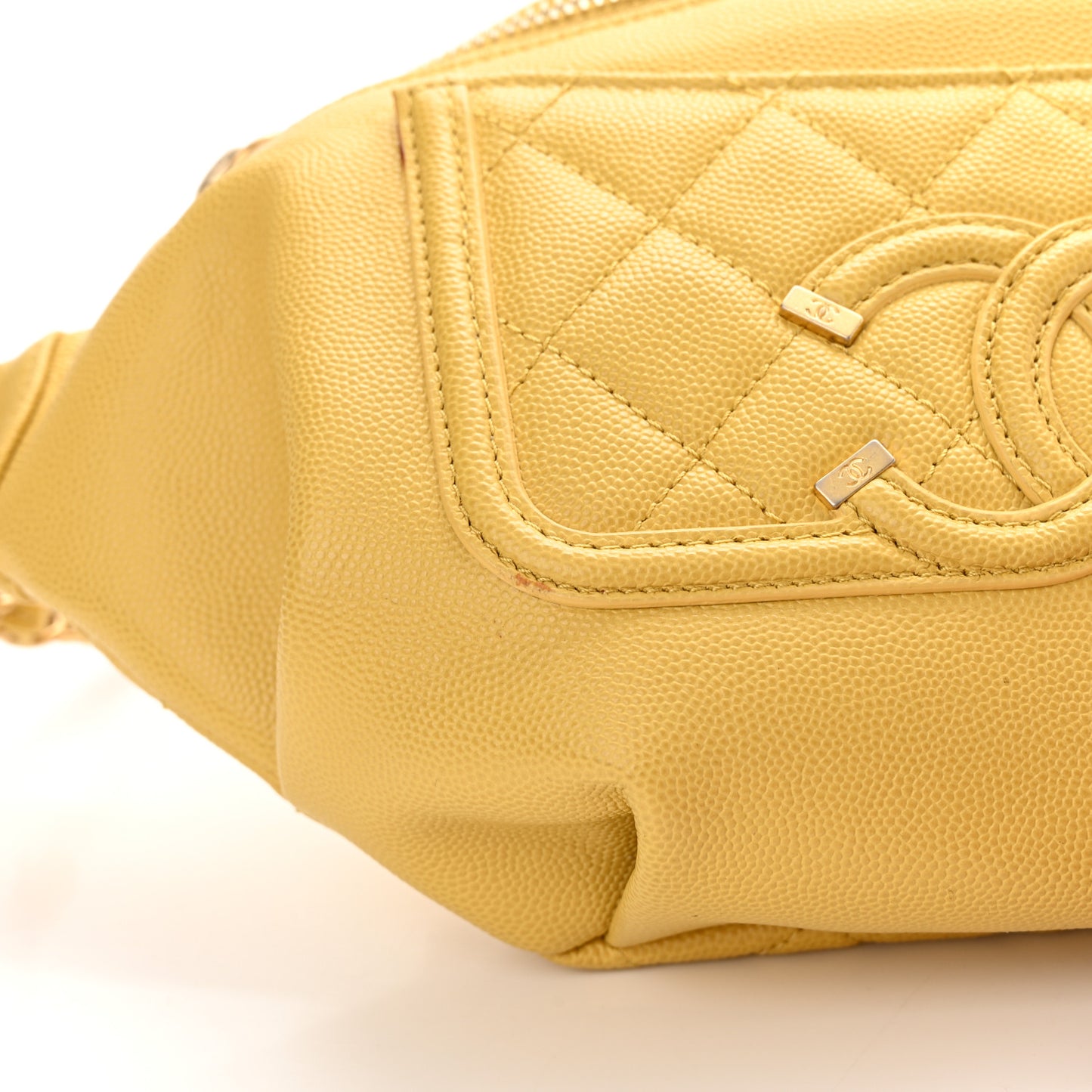 Caviar Quilted Filigree Waist Bag Yellow