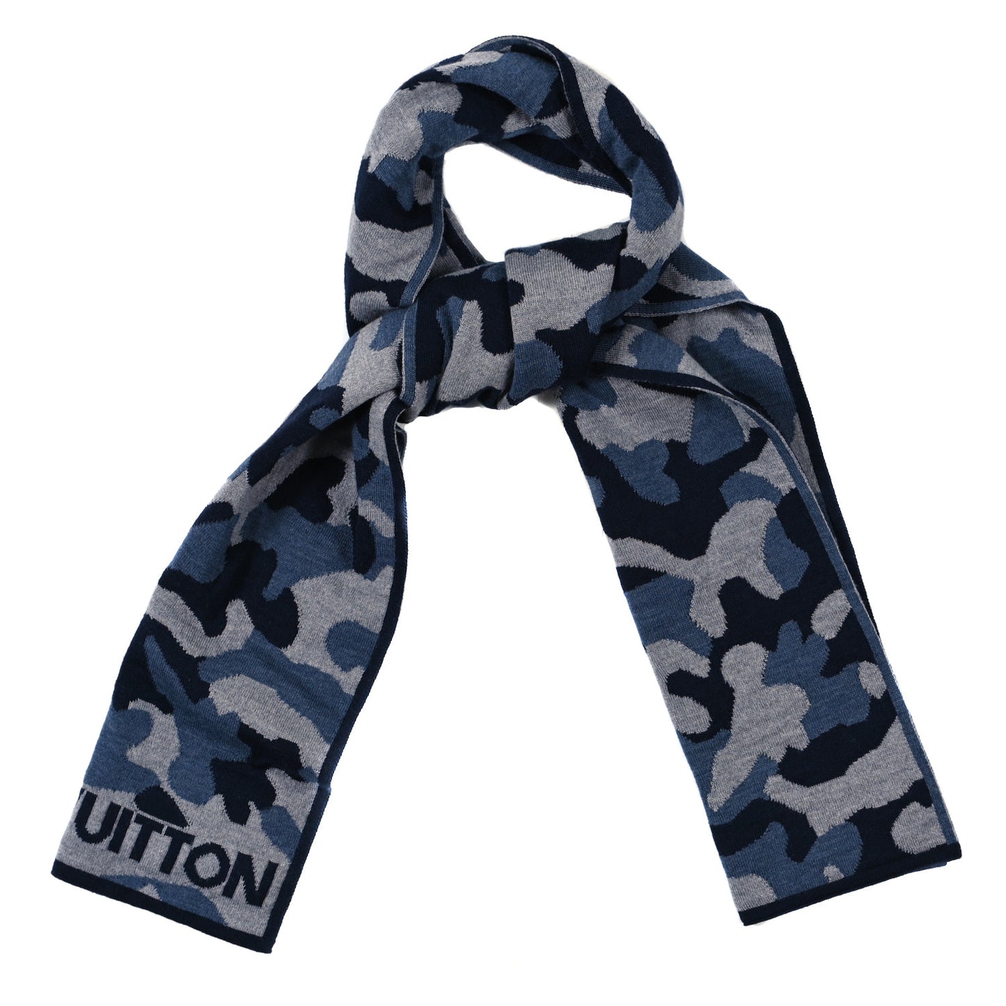 Wool Camouflage Scarf Navy