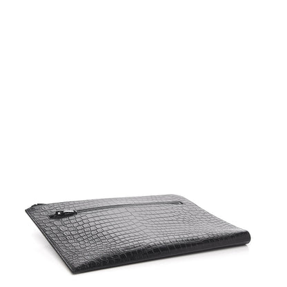 Saint Laurent Crocodile Embossed Calfskin Rider Document Holder Black 3 of 7