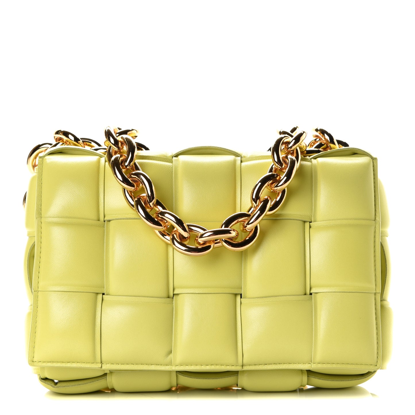 Lambskin Maxi Intreccio Padded Chain Cassette Crossbody Bag Kiwi