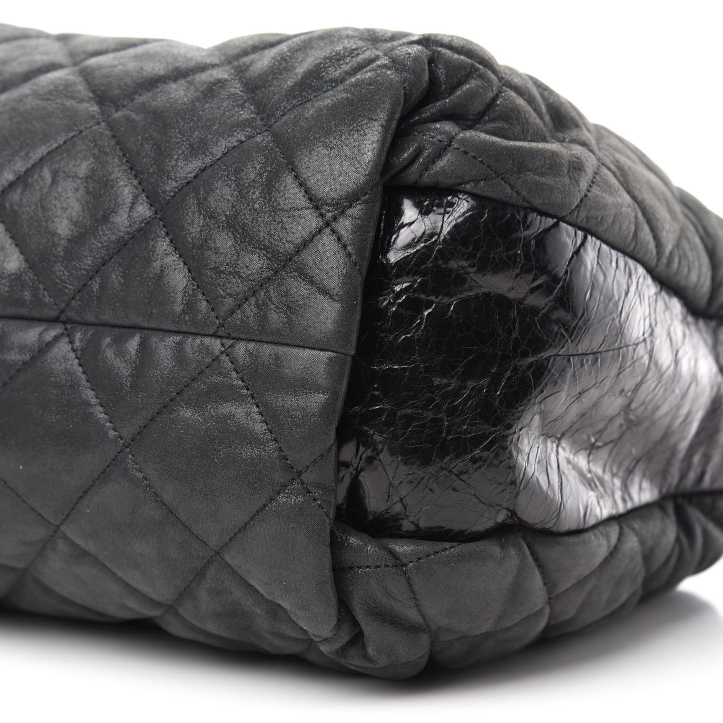 Iridescent Calfskin Quilted Coco Daily Dark Grey