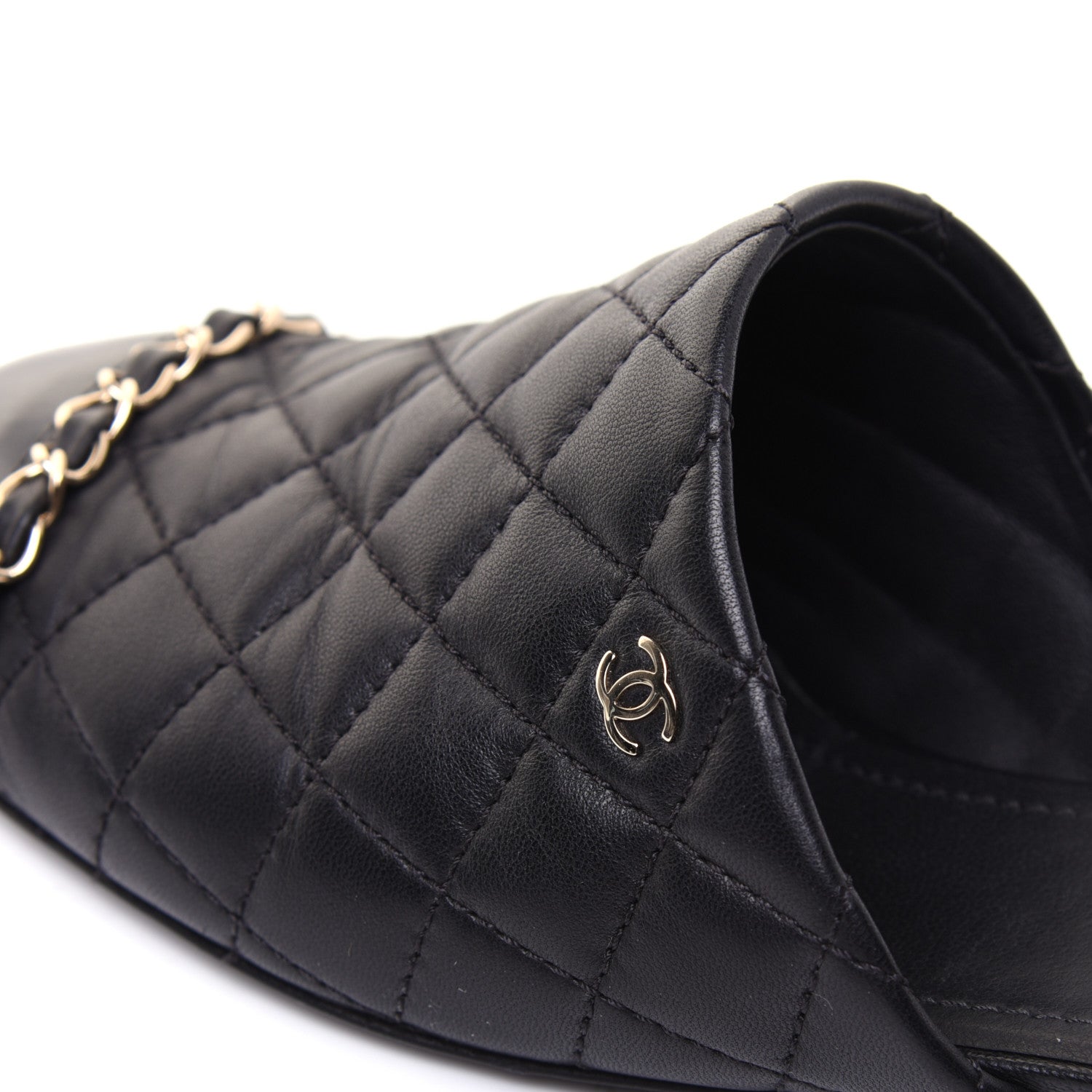 Chanel Lambskin Patent Quilted Chain Mules 37.5 Black 12 of 16