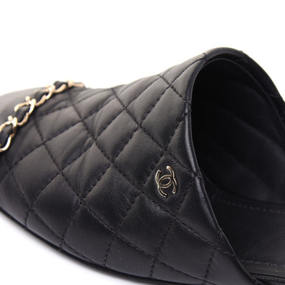 Chanel Lambskin Patent Quilted Chain Mules 37.5 Black 12 of 16