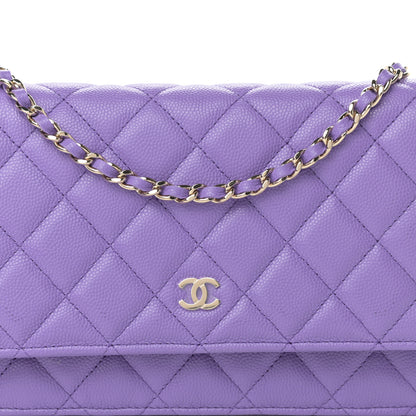Chanel Caviar Quilted Wallet On Chain WOC Purple 9 of 14