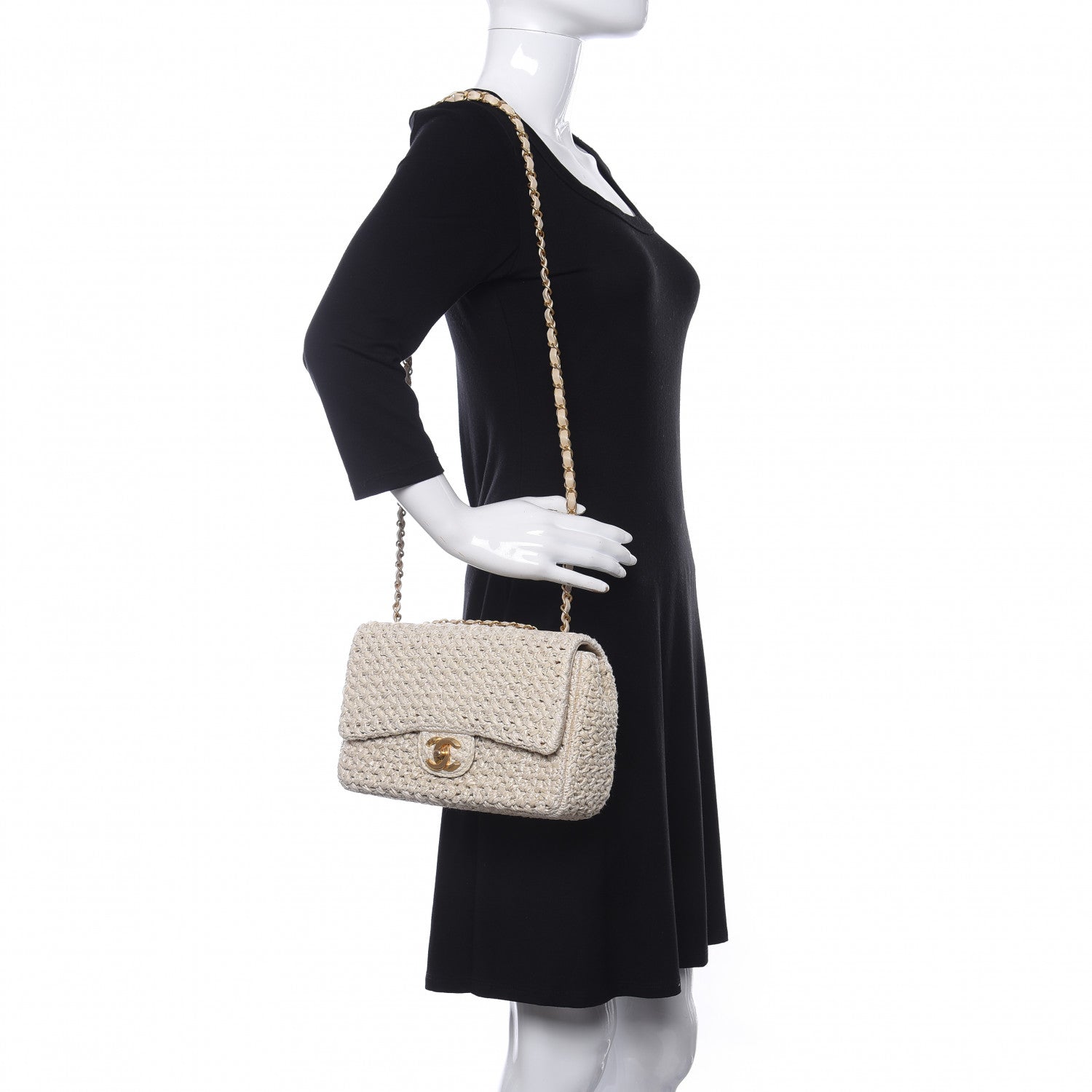 Chanel Raffia Crochet Paris Greece Medium Flap Bag Beige 2 of 10