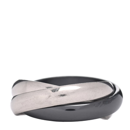 Cartier 18K White Gold Black Ceramic Trinity Ring 51 5.75 3 of 4