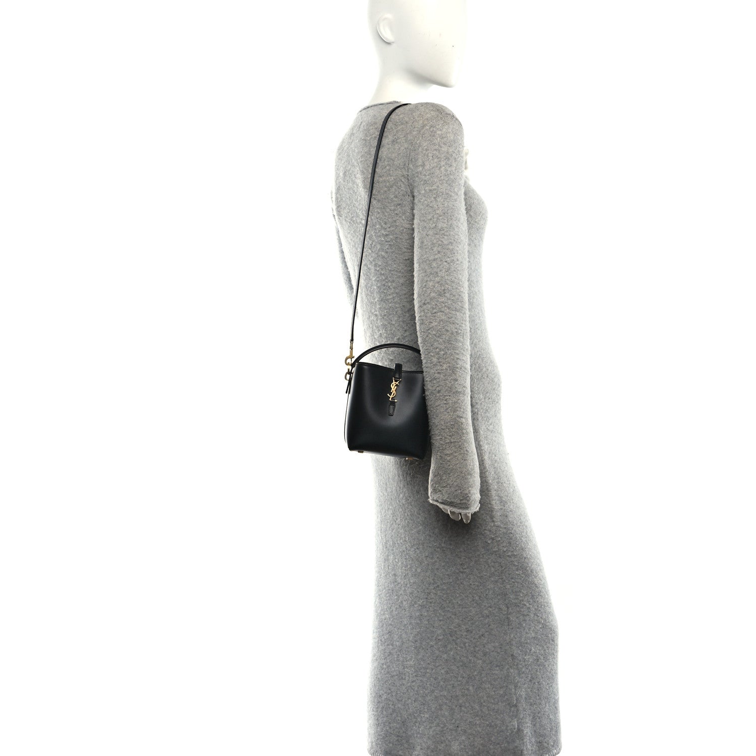 Saint Laurent Shiny Calfskin Le 37 Mini Bucket Bag Black 2 of 10