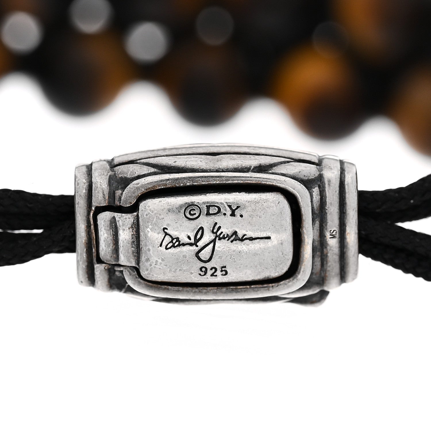 David Yurman Sterling Silver Tiger's Eye Two Row 8mm Spiritual Beads Bracelet 3 of 3