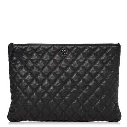 Chanel Crumpled Calfskin Quilted Large Cosmetic Case So Black 1 of 9