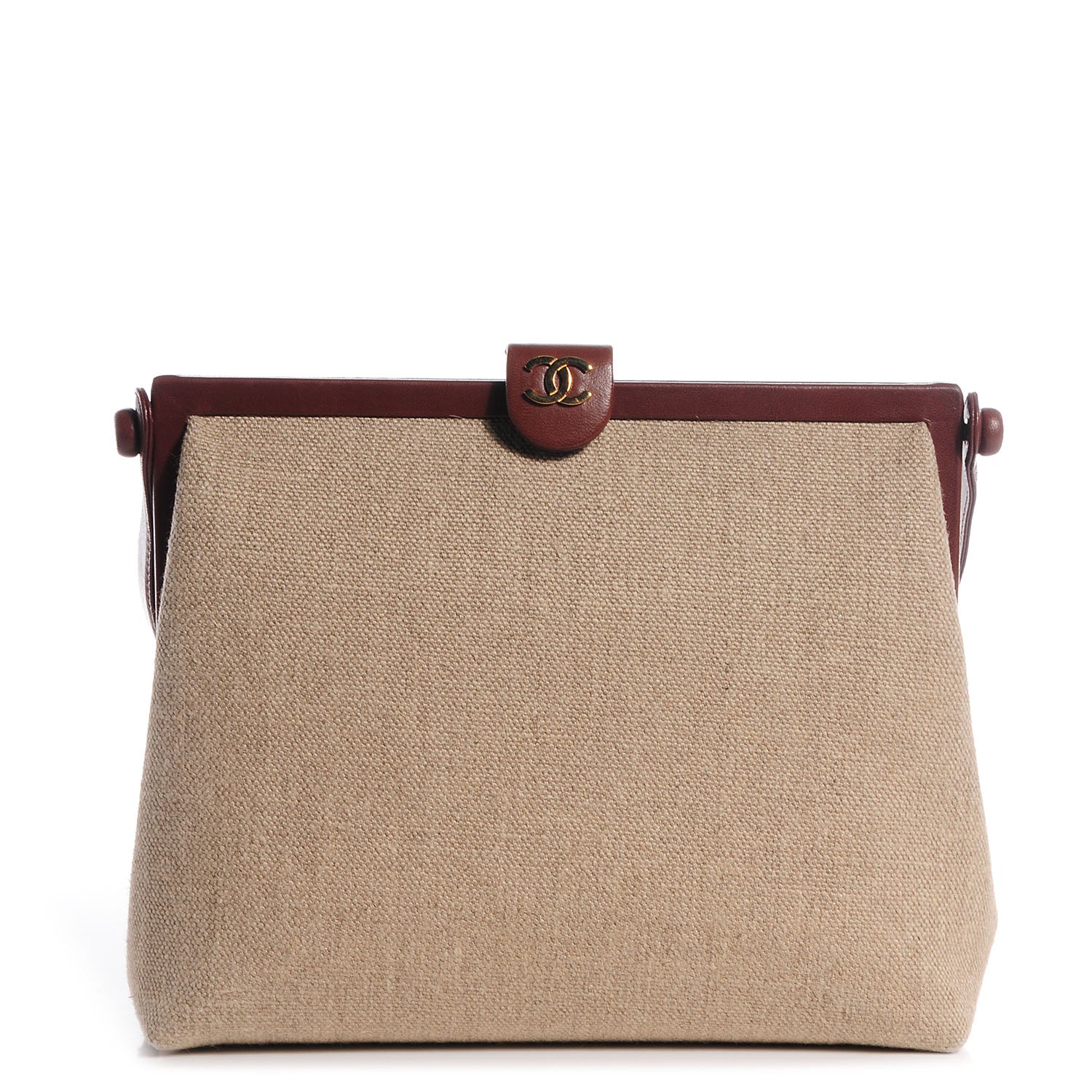 Chanel Linen Frame Shoulder Bag Beige 1 of 7