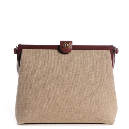 Chanel Linen Frame Shoulder Bag Beige 1 of 7