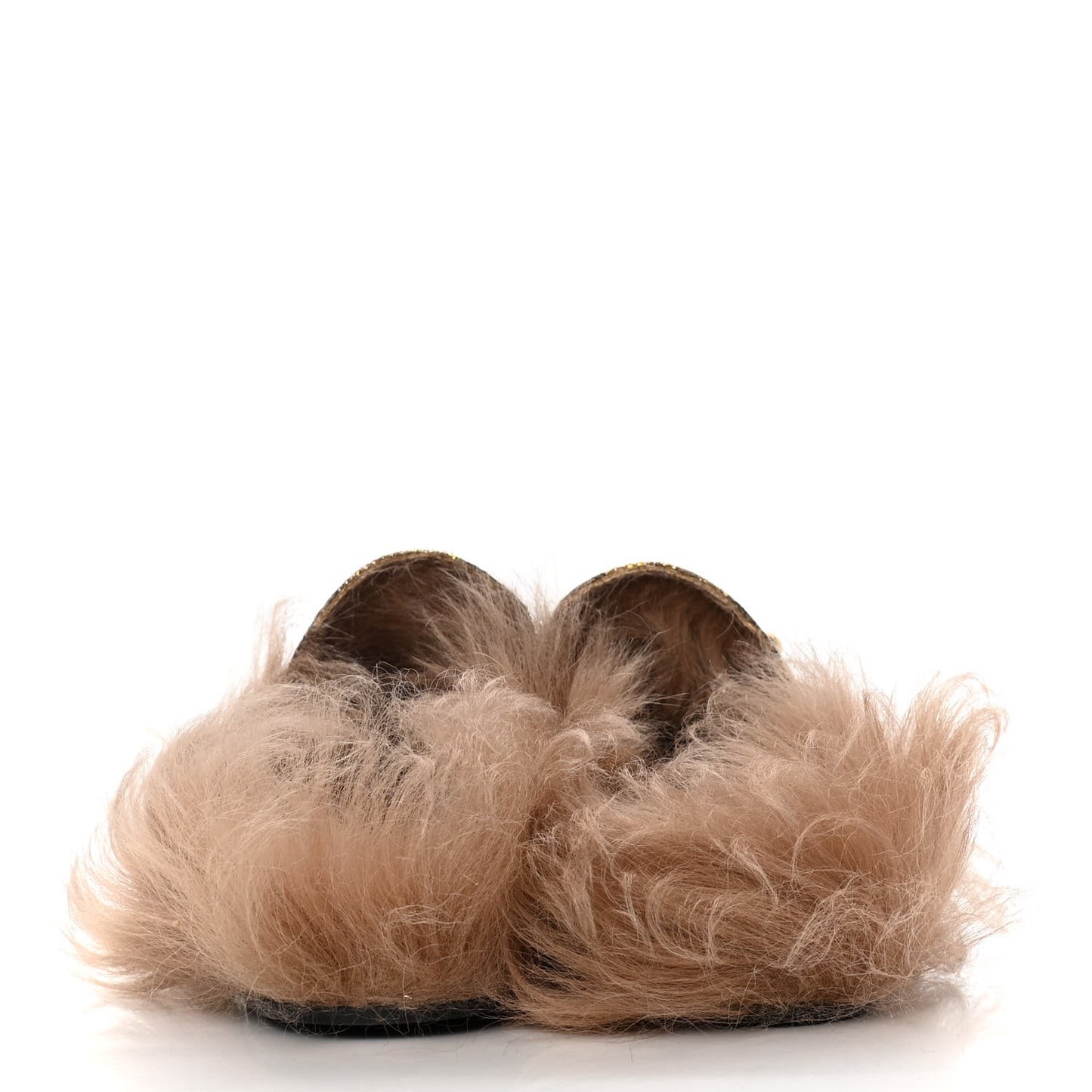 Brocade Fur Womens Princetown Slippers 38.5 Brown