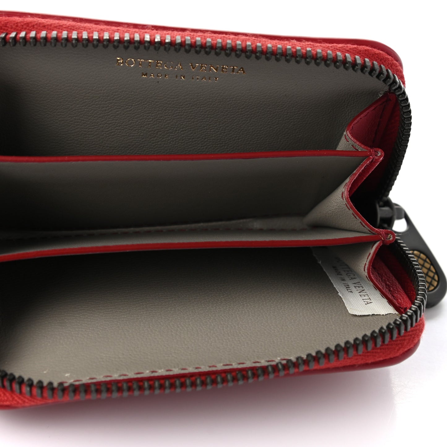 Nappa Intrecciato Zip Around Coin Purse Red