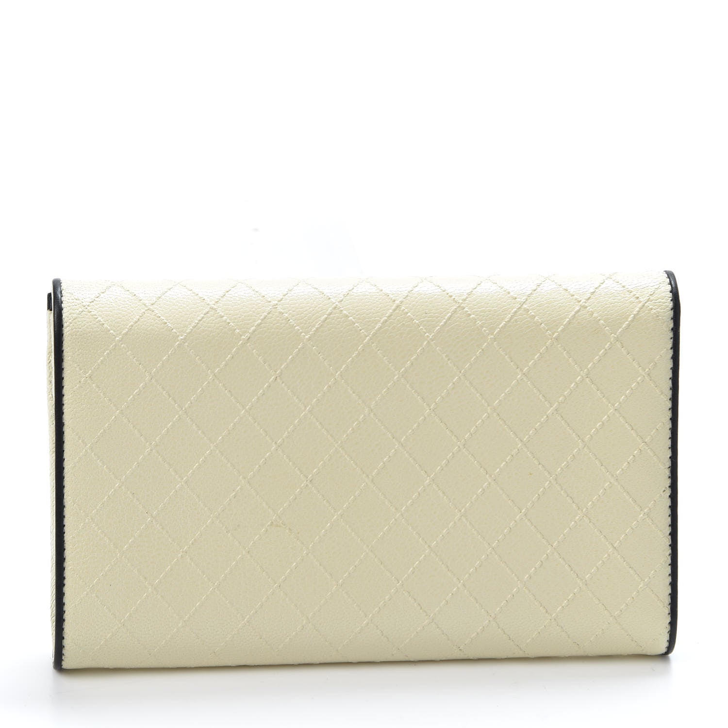 Chanel Calfskin Diamond Stitched Long Flap Wallet Ivory 2 of 10