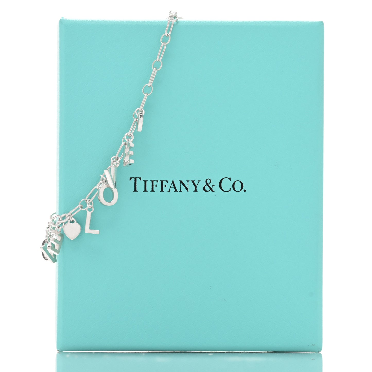 Sterling Silver Enamel Love Charm Bracelet Blue