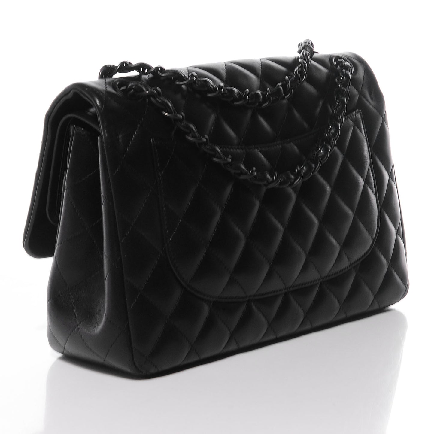 Lambskin Quilted Jumbo Double Flap So Black