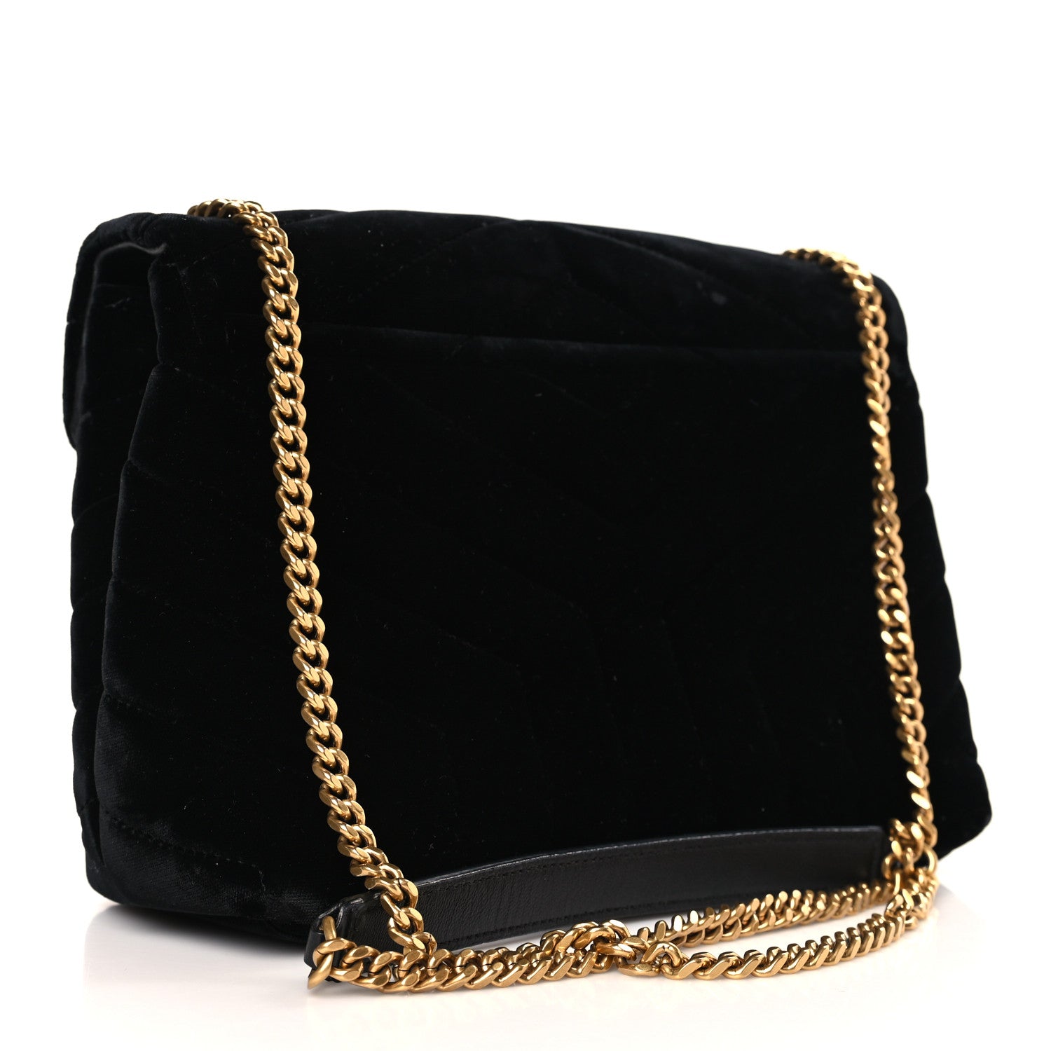 Saint Laurent Velvet Y Quilted Monogram Small Loulou Chain Satchel Black 3 of 9