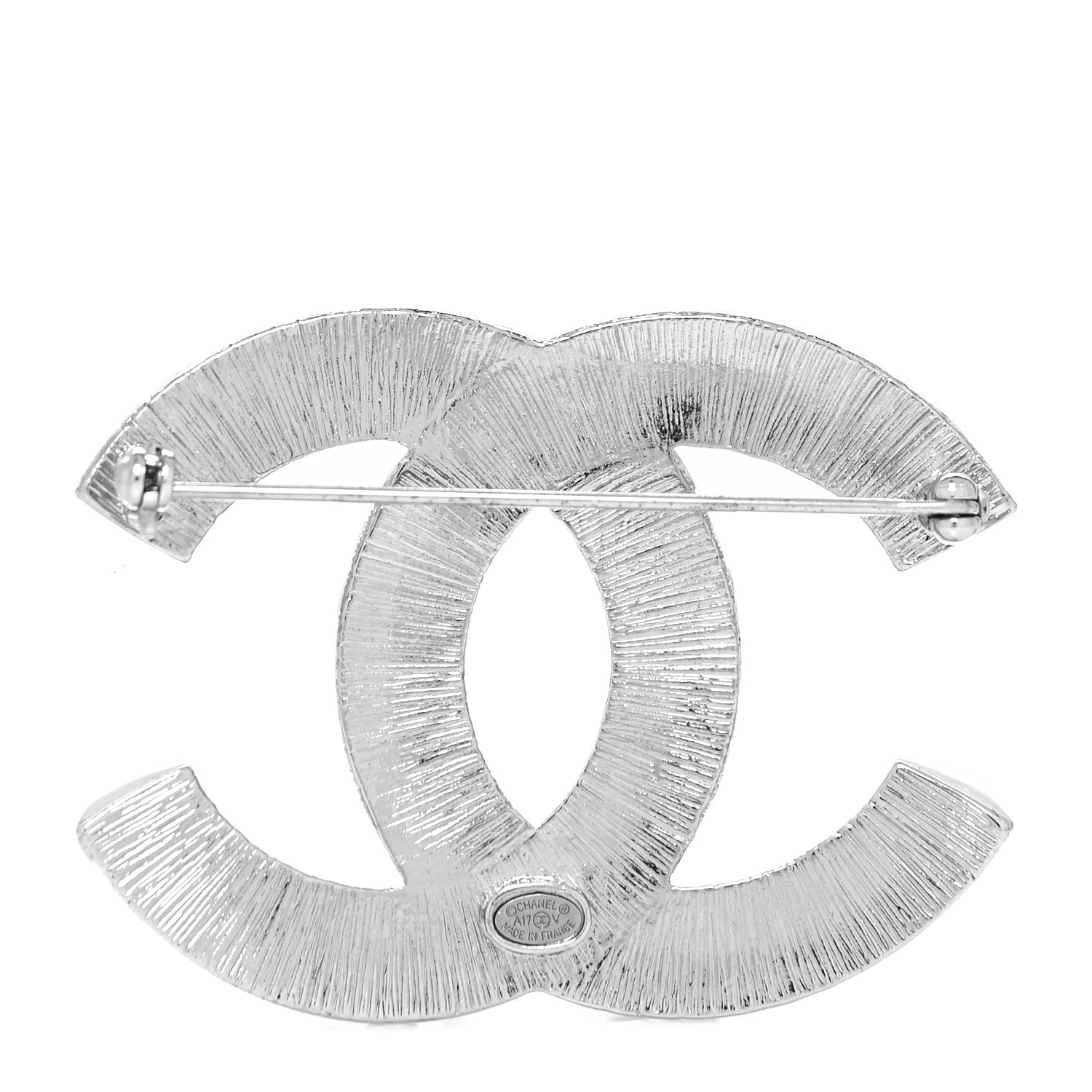 Chanel Baguette Crystal CC Brooch Silver 3 of 4