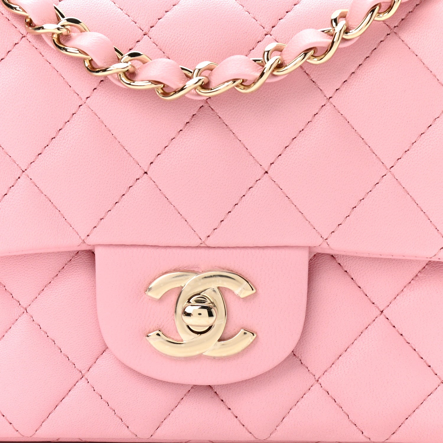 Chanel Lambskin Quilted Mini Rectangular Flap Pink 8 of 11