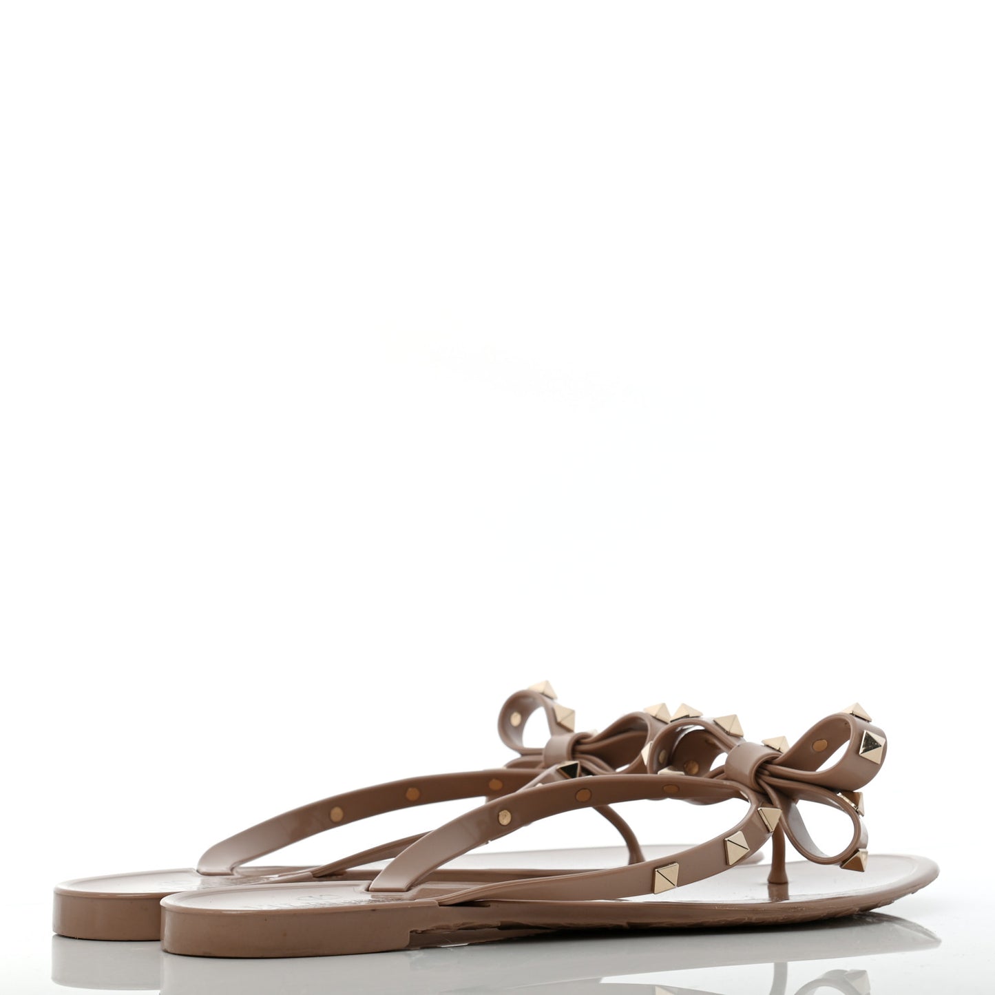 PVC Jelly Rockstud Bow Thong Sandals 38 Poudre